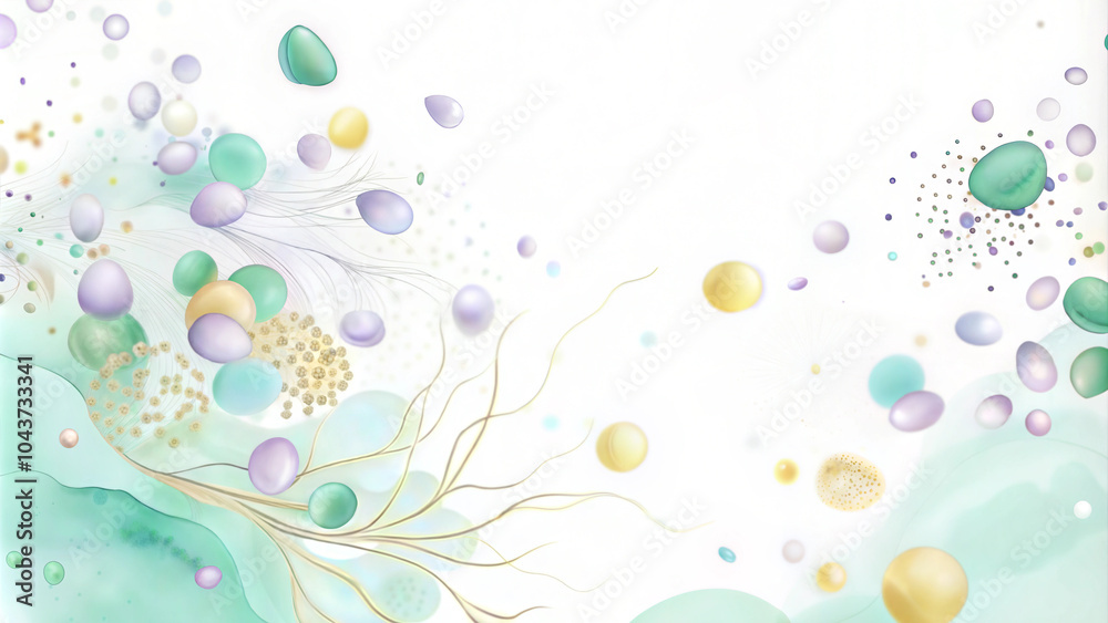 Soft abstract design with colorful bubbles and ethereal elements on a light background, artistic illustration, copy space Soft abstract design with colorful bubbles and ethereal elements on a light background, artistic illustration, copy space