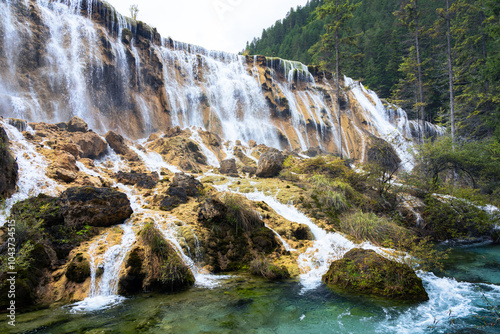 Pearl Shoal Waterfall in Jiuzhai Valley National Park, China. photo