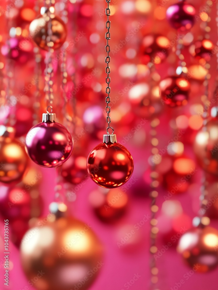 Christmas ornaments hanging on chain Christmas ornaments hanging on chain