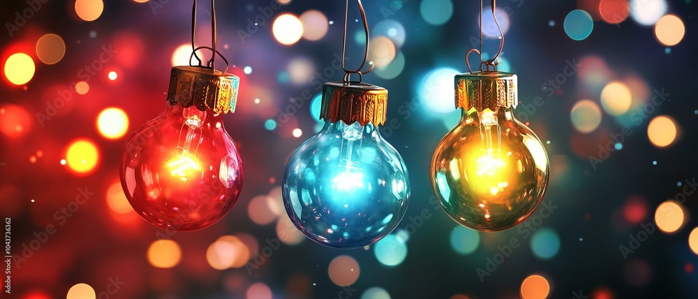 trio of light bulbs suspended on a wire trio of light bulbs suspended on a wire