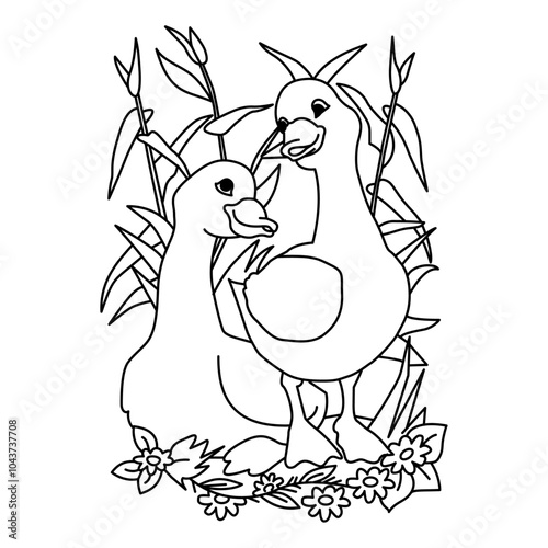 two birds on a branch with flowers