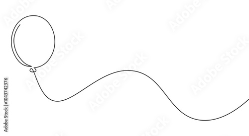 Doodle balloon one continuous line drawing card poster design vector