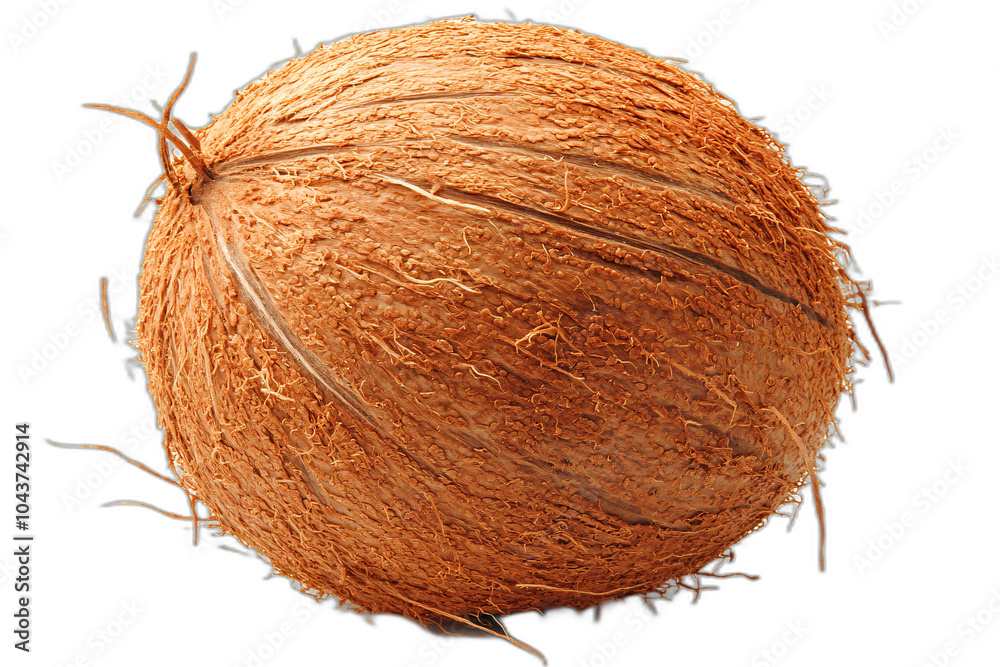 Whole coconut isolated transparent background tropical fruit brown husk dietary natural isolated transparent background