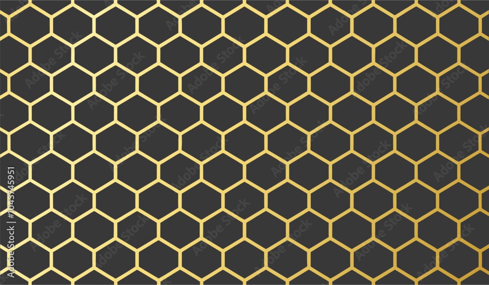 Golden Hexagons on Dark Sleek Modern Art for Visual Impact, Honeycomb pattern with hexagon mesh Golden Hexagons on Dark Sleek Modern Art for Visual Impact, Honeycomb pattern with hexagon mesh