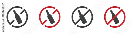 No alcohol vector signs set. No alcohol allowed vector sign