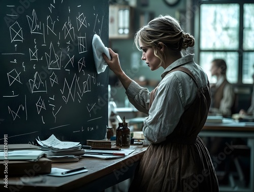 Teacher Erasing Algebraic Equations in Classroom Setting