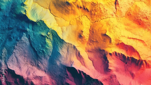 Wallpaper Mural A digital elevation map showing terrain changes in vibrant colors Torontodigital.ca