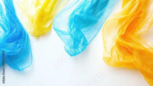 Biodegradable food packaging wrap with eco-friendly material and vibrant texture, showcased on a pristine white background, encouraging waste-free meal storage solutions photo