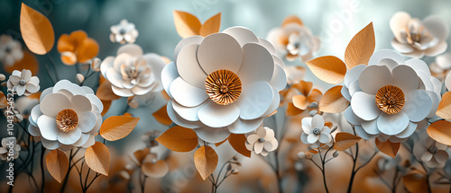 Beautiful Paper Flowers  in a  Garden Setting