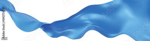 Flying blue silk textile fabric flag background. Smooth elegant blue Satin Isolated on white Background for grand opening ceremony. Blue curtain. 3d vector illustration