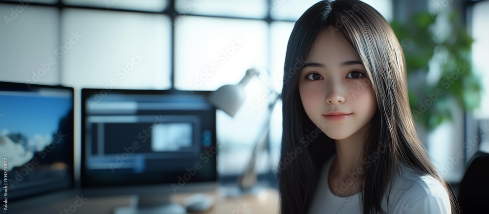 会社で働く日本人の美女 会社で働く日本人の美女