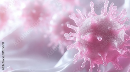 Close-up of vibrant pink virus structures on soft background photo