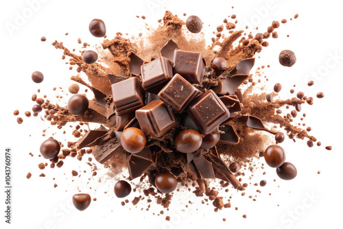 Stunning Chocolate Explosion PNG Background for Creative Projects and Marketing Materials, Perfect for Desserts, Pastries, and Bakery Promotions