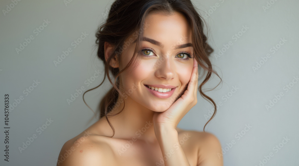 Beautiful Female Model Showcasing Natural Beauty and Flawless Skin in Fashion and Beauty Portrait - Perfect for Skincare, Cosmetics, and Lifestyle Advertising Beautiful Female Model Showcasing Natural Beauty and Flawless Skin in Fashion and Beauty Portrait - Perfect for Skincare, Cosmetics, and Lifestyle Advertising