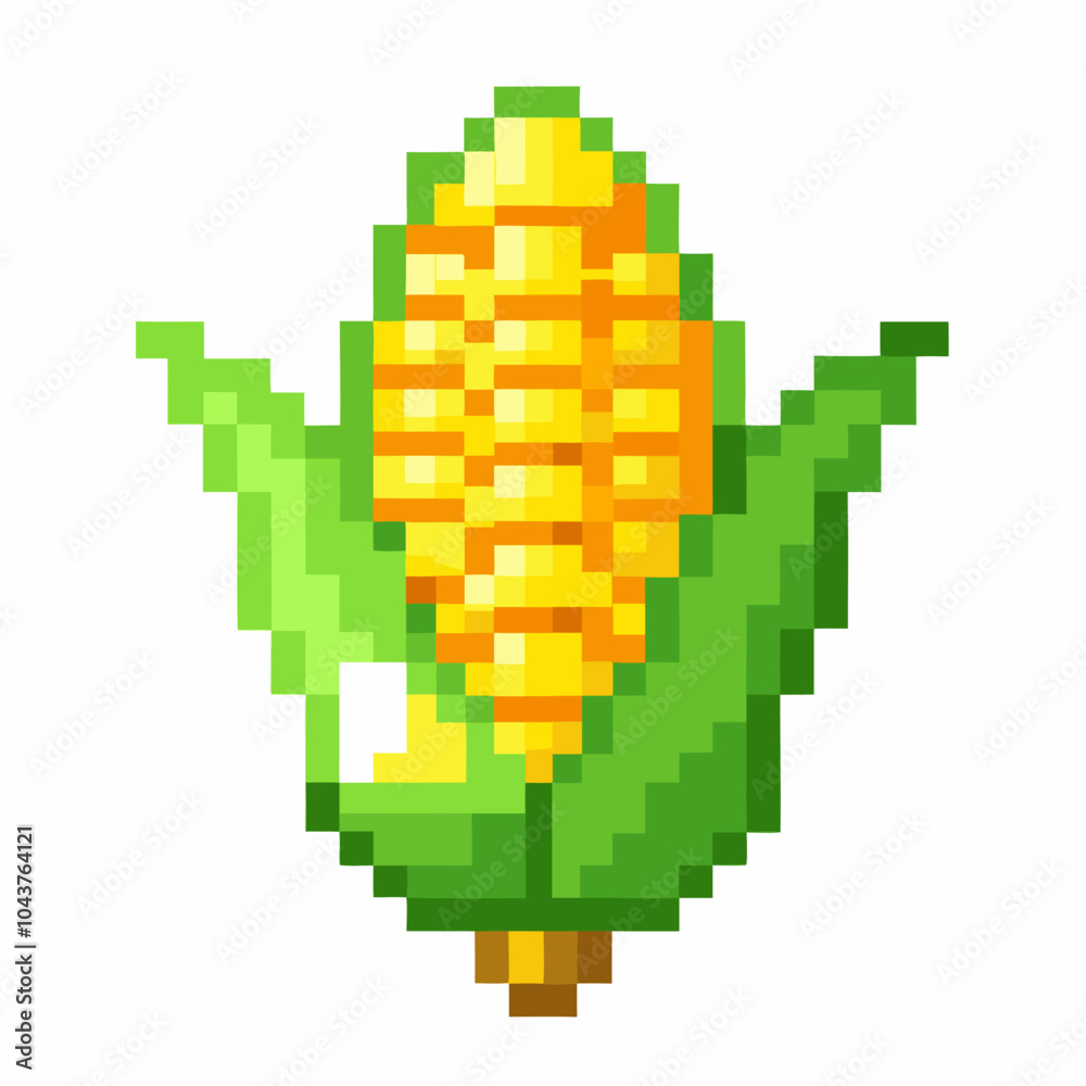 Fototapeta premium Pixel Art Corn Illustration Retro Style Agriculture Concept for Digital Designs