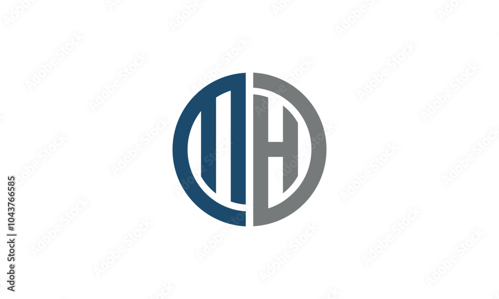 a graphic image with MH theme, white background. vector graphic base.