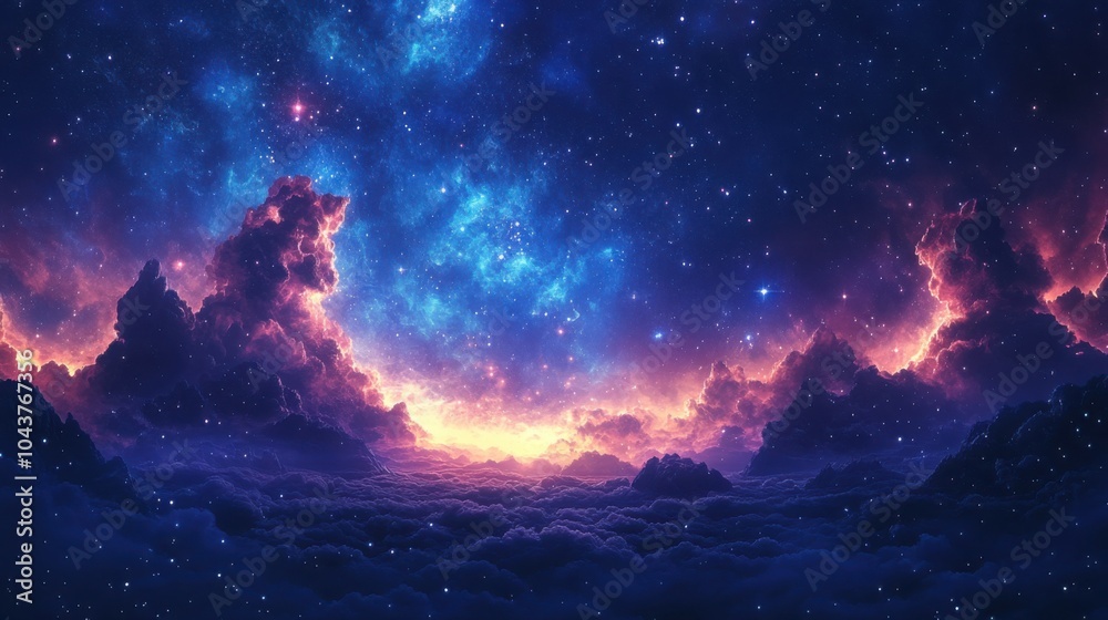Fototapeta premium Beautiful Starry Night Sky Background Vector Perfect for Outer Space Themes and Nighttime Graphics with a High-Quality Design to Capture Awe-Inspiring Celestial Views