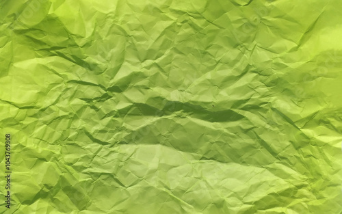 Green clean crumpled paper background. Horizontal crumpled empty paper template for posters and banners. Vector illustration