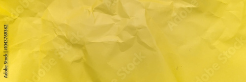 Yellow clean crumpled paper background. Horizontal crumpled empty paper template for posters and banners. Vector illustration