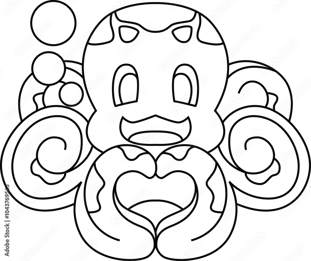 Octopus Heart Animal Vector Graphic Art Illustration Octopus Heart Animal Vector Graphic Art Illustration