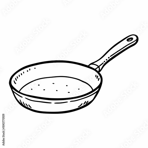 Hand Drawn Frying Pan Illustration Vintage Kitchenware Vector Art