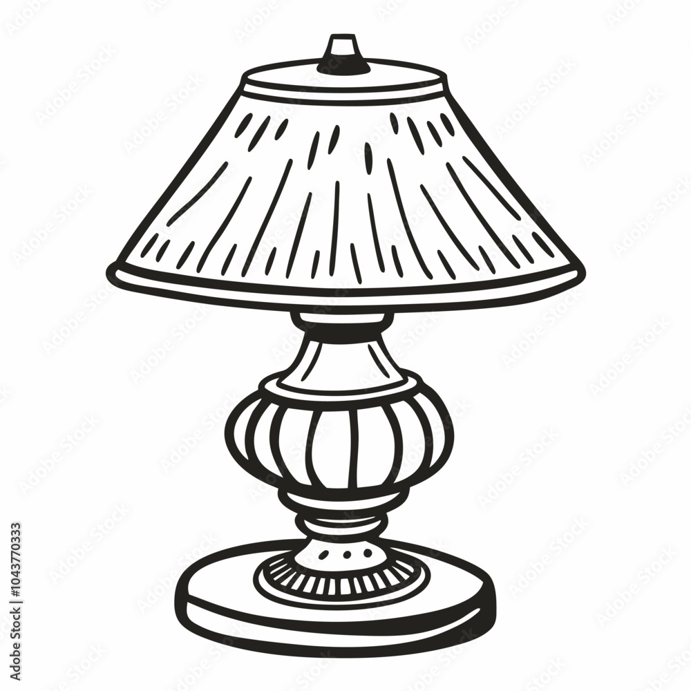 Hand Drawn Table Lamp Vector Illustration in Black and White Hand Drawn Table Lamp Vector Illustration in Black and White