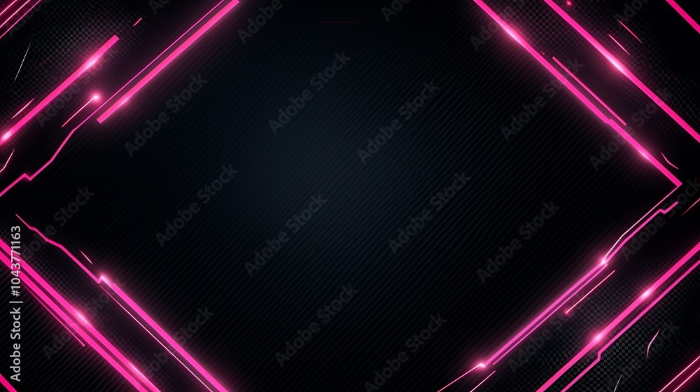 Naklejka premium Abstract pink neon light frame on a dark background.