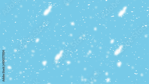 White snowfall isolated on blue background.