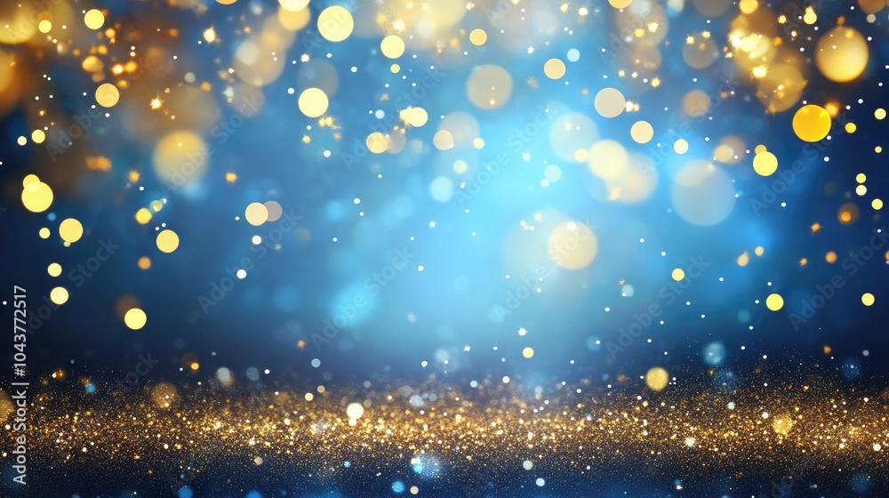 A beautiful blue and gold backdrop with shimmering sparkles, adding a touch of glamour and festivity to any design project or celebration. A beautiful blue and gold backdrop with shimmering sparkles, adding a touch of glamour and festivity to any design project or celebration.