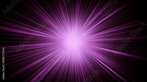 Abstract purple light burst on black background.