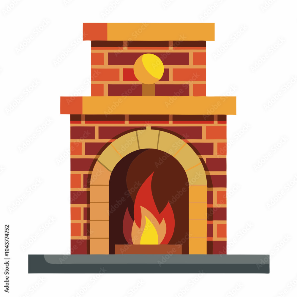 Fototapeta premium fireplace with fire and fireplace