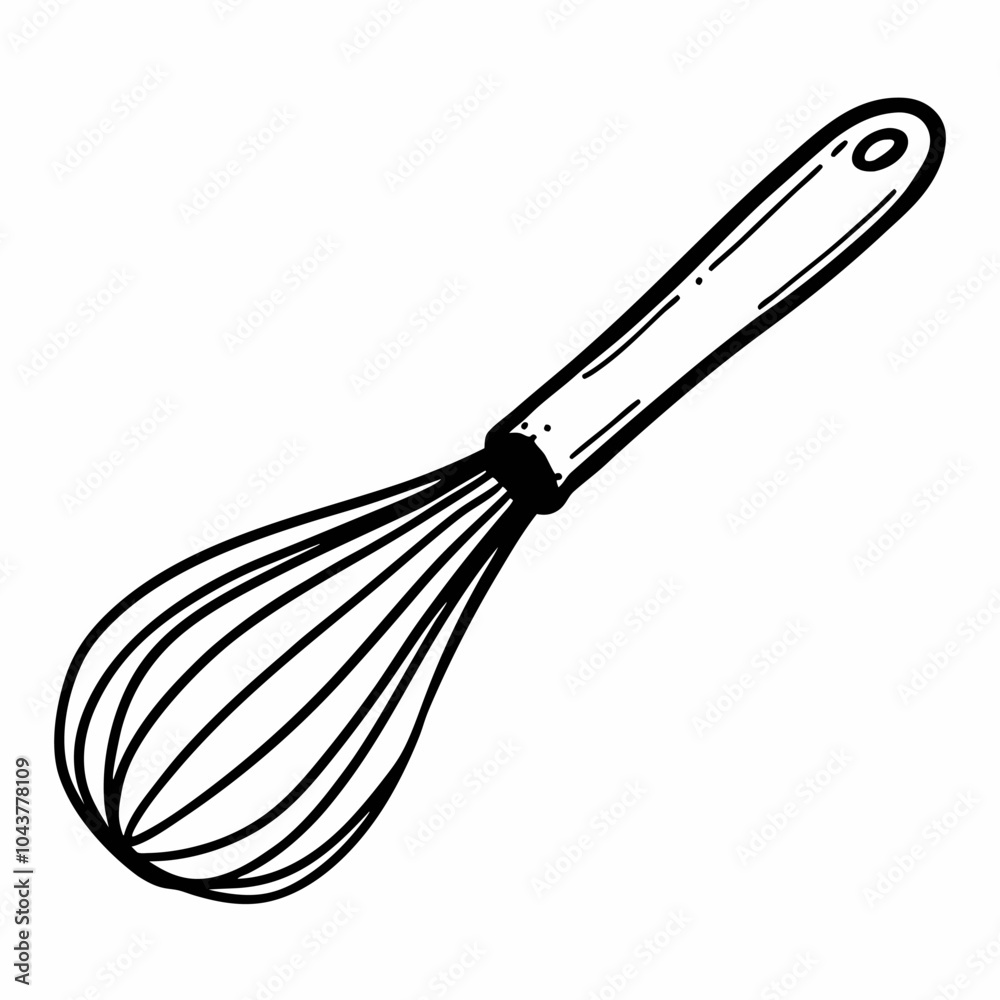 Fototapeta premium Hand Drawn Whisk Illustration in Black and White for Kitchen Designs
