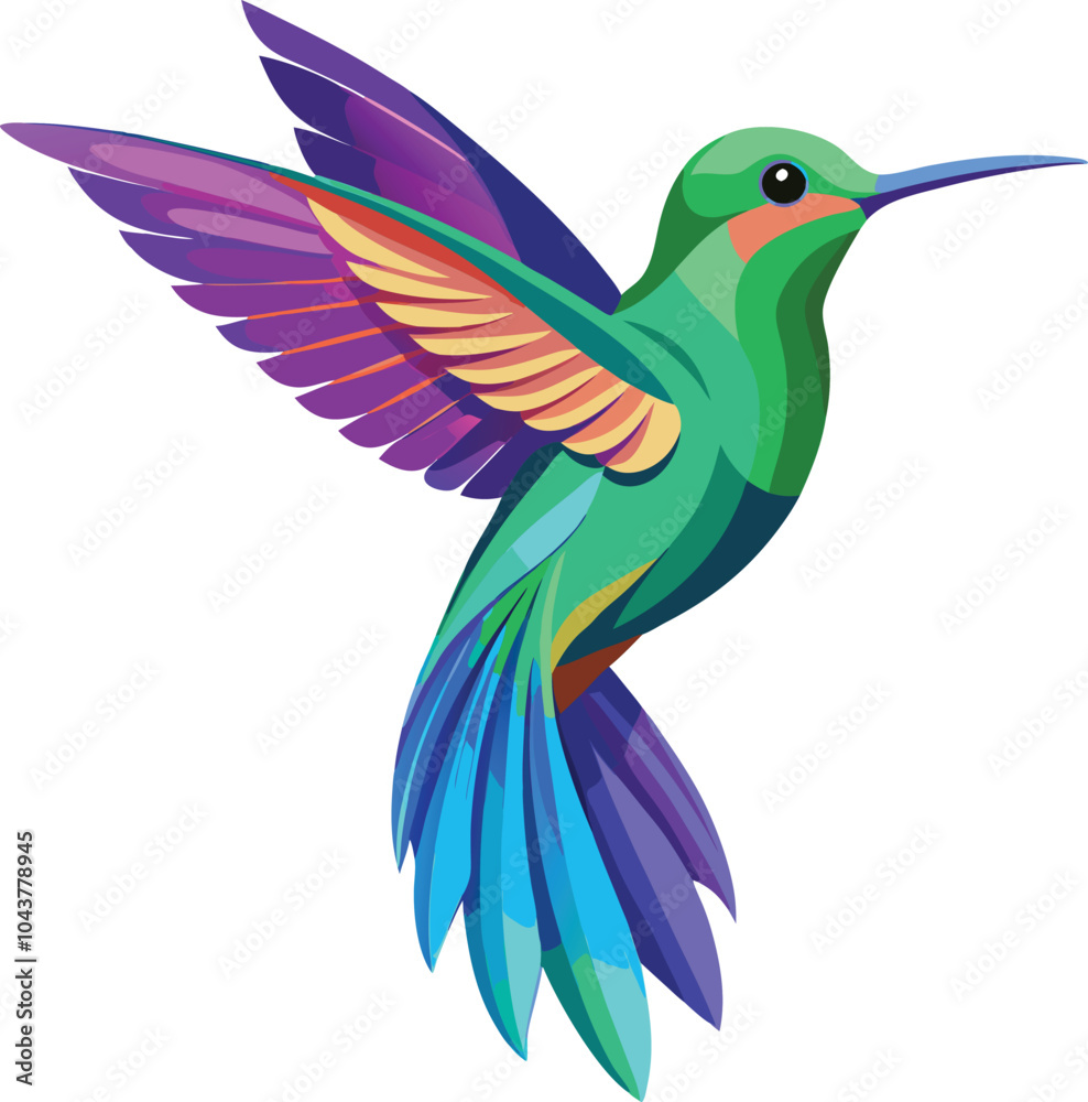 Obraz premium hummingbird and flower A strikingly colorful hovering Bird vector illustration Hummingbird cartoon design 