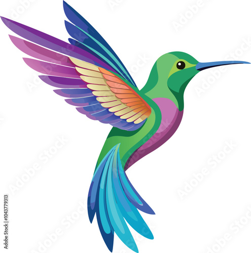 hummingbird and flower A strikingly colorful hovering Bird vector illustration Hummingbird cartoon design 