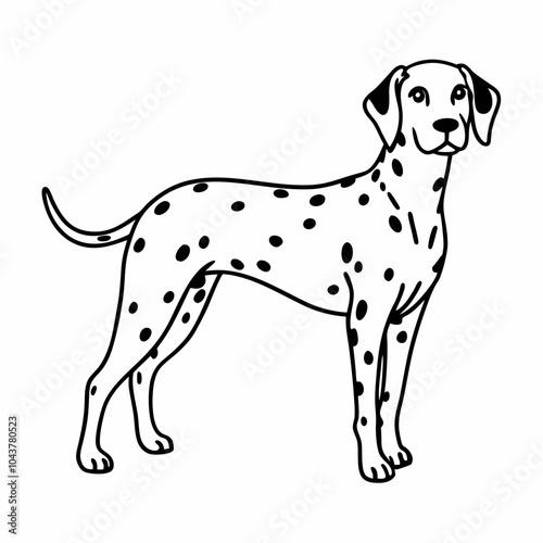 Dalmatian Dog Outline Vector Illustration in Black and White photo