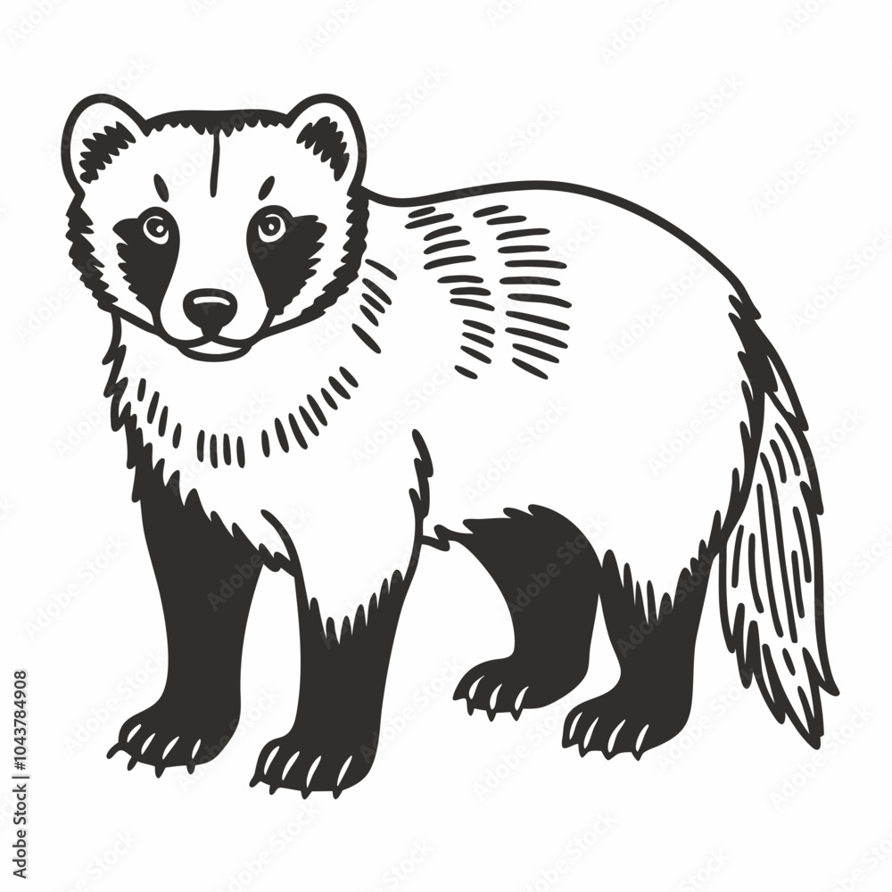 Fototapeta premium Hand Drawn Stylized Badger Illustration Black and White Vector Art Design