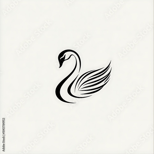 Fototapeta Naklejka Na Ścianę i Meble -  Black and white swan silhouette design.