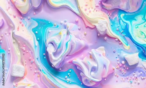 Wallpaper Mural Colorful marshmallow sweets with vibrant swirls and sprinkles on a pastel background Torontodigital.ca
