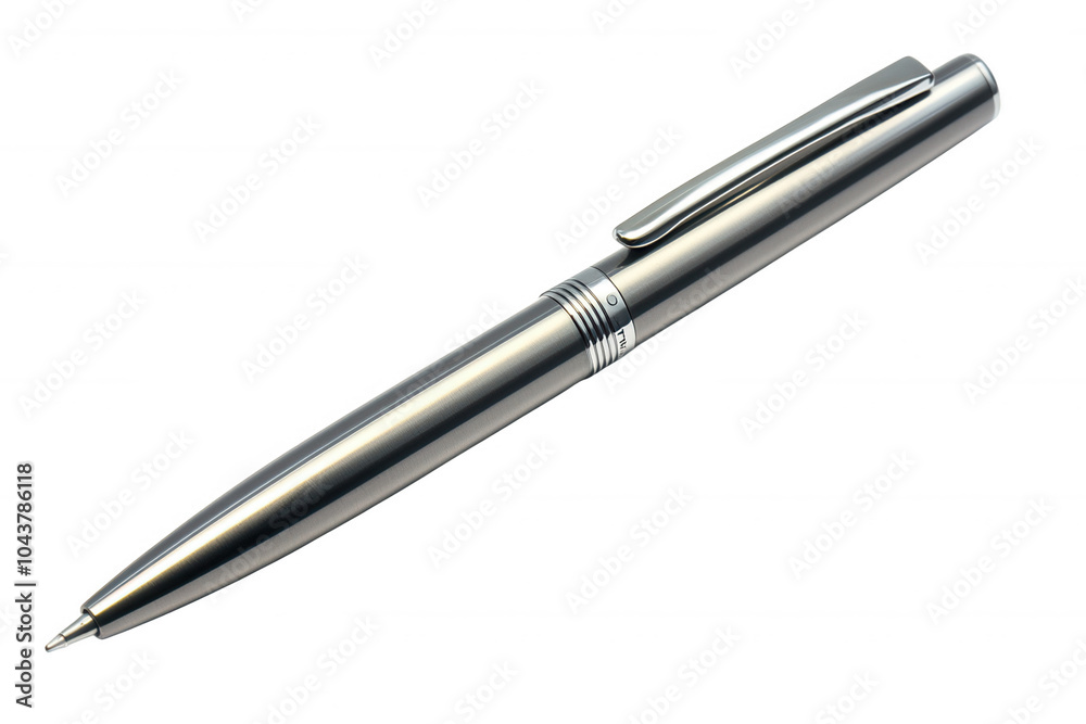 Sleek stainless steel pen reflecting modern design and functionality for professional use in office settings Sleek stainless steel pen reflecting modern design and functionality for professional use in office settings