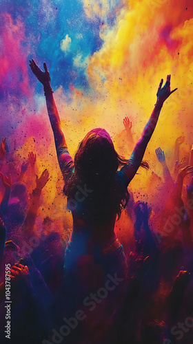 indian people celebrating holi with vibrant colors powder