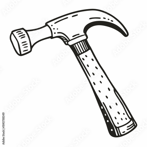 Hand Drawn Hammer Vector Illustration Retro Tool Design for Construction Projects