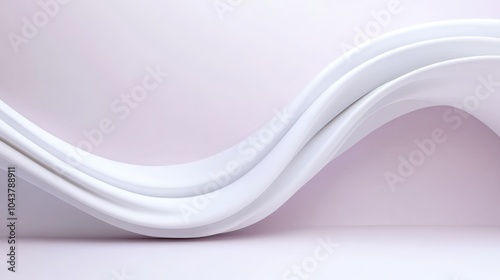 Elegant white curves on minimalist light background