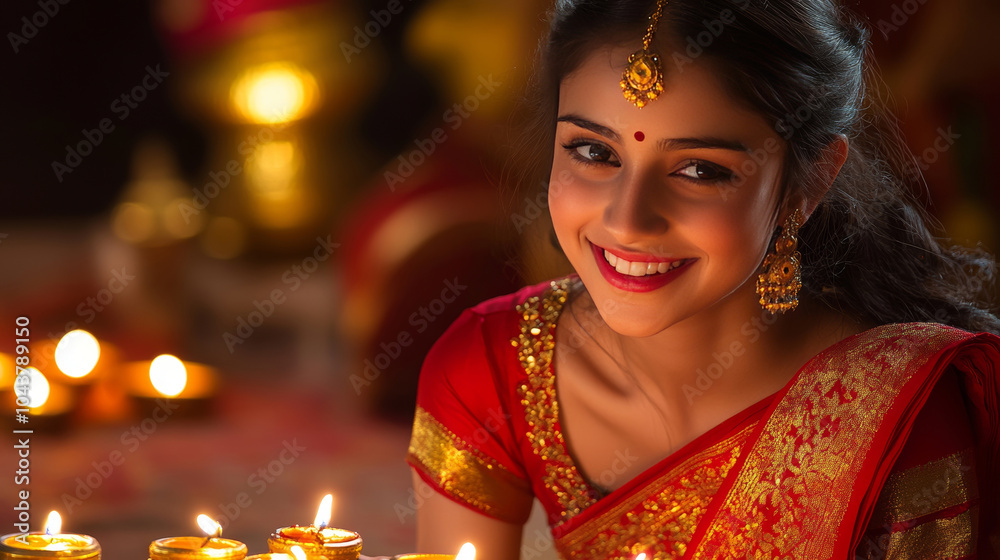 an indian young happy girl in traditional attire celebrating diwali an indian young happy girl in traditional attire celebrating diwali