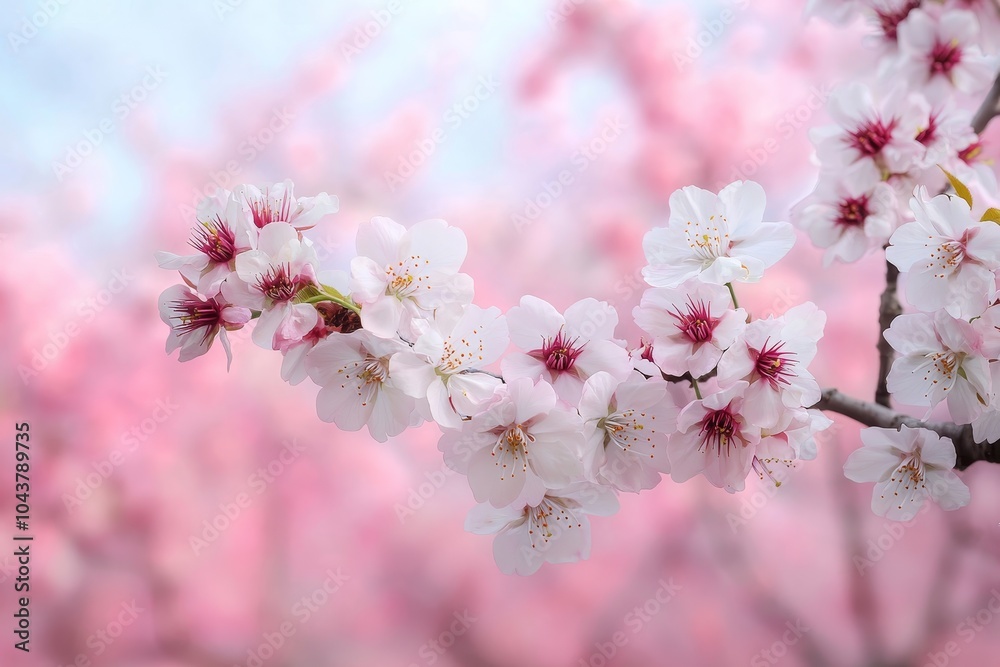Enchanting Close-Up of Delicate Cherry Blossoms in Soft Spring Pastels on a Dreamy Background - Serene Floral Beauty Enchanting Close-Up of Delicate Cherry Blossoms in Soft Spring Pastels on a Dreamy Background - Serene Floral Beauty