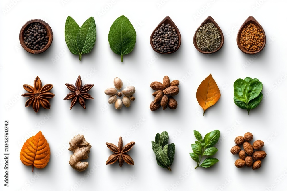 Minimalist outline of herbs and spices, with soft lines representing the essential seasonings for cooking Minimalist outline of herbs and spices, with soft lines representing the essential seasonings for cooking