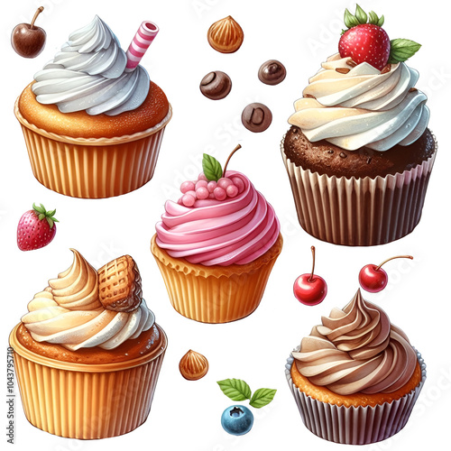 Set of cupcakes
