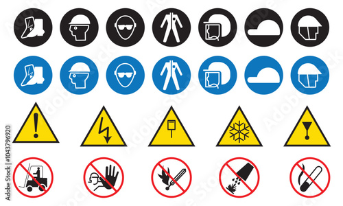 Work safety signs set. Vector illustration