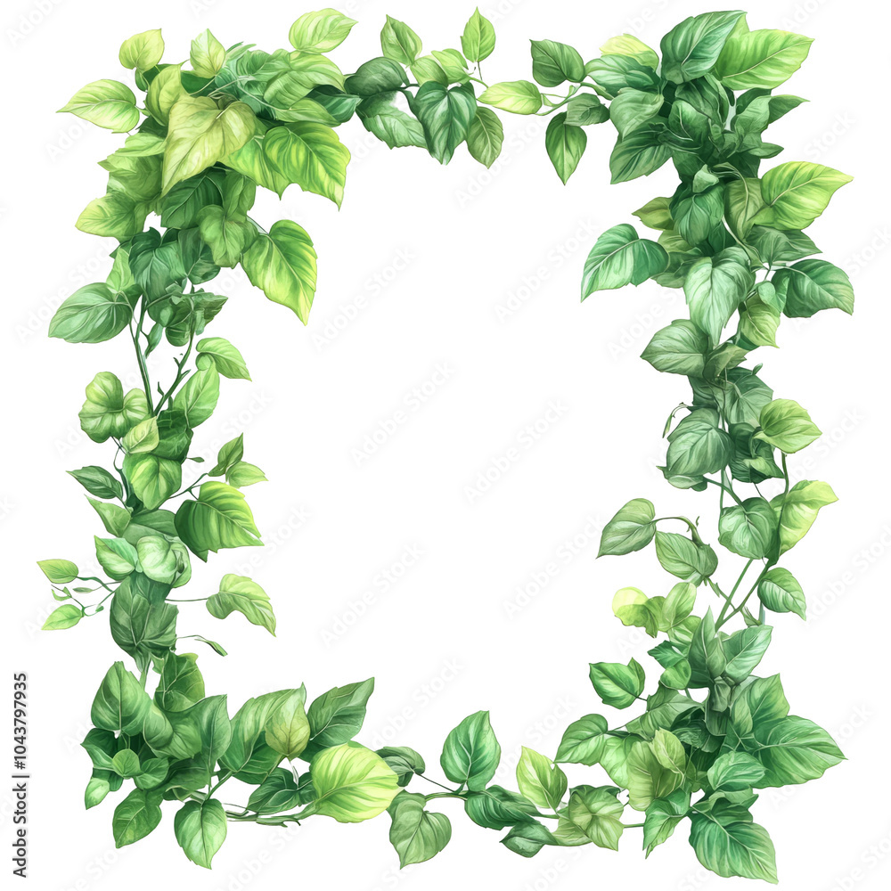 Green Leafy Frame on Transparent Background Green Leafy Frame on Transparent Background