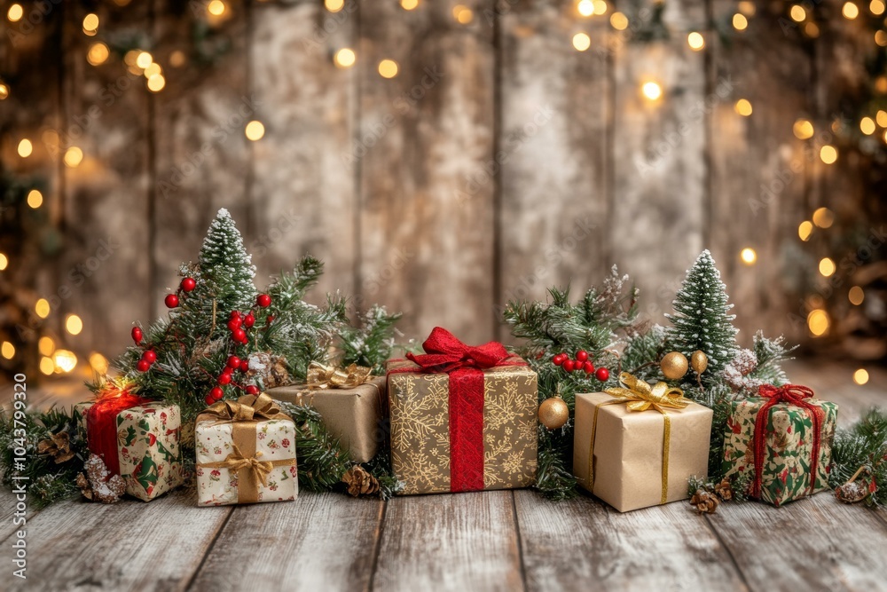 Christmas festive scene with decorations. Merry Christmas and Happy New Year holiday background Christmas festive scene with decorations. Merry Christmas and Happy New Year holiday background