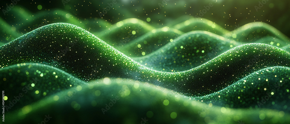 Abstract Green Glitter Texture Background with Sparkling Lights Abstract Green Glitter Texture Background with Sparkling Lights